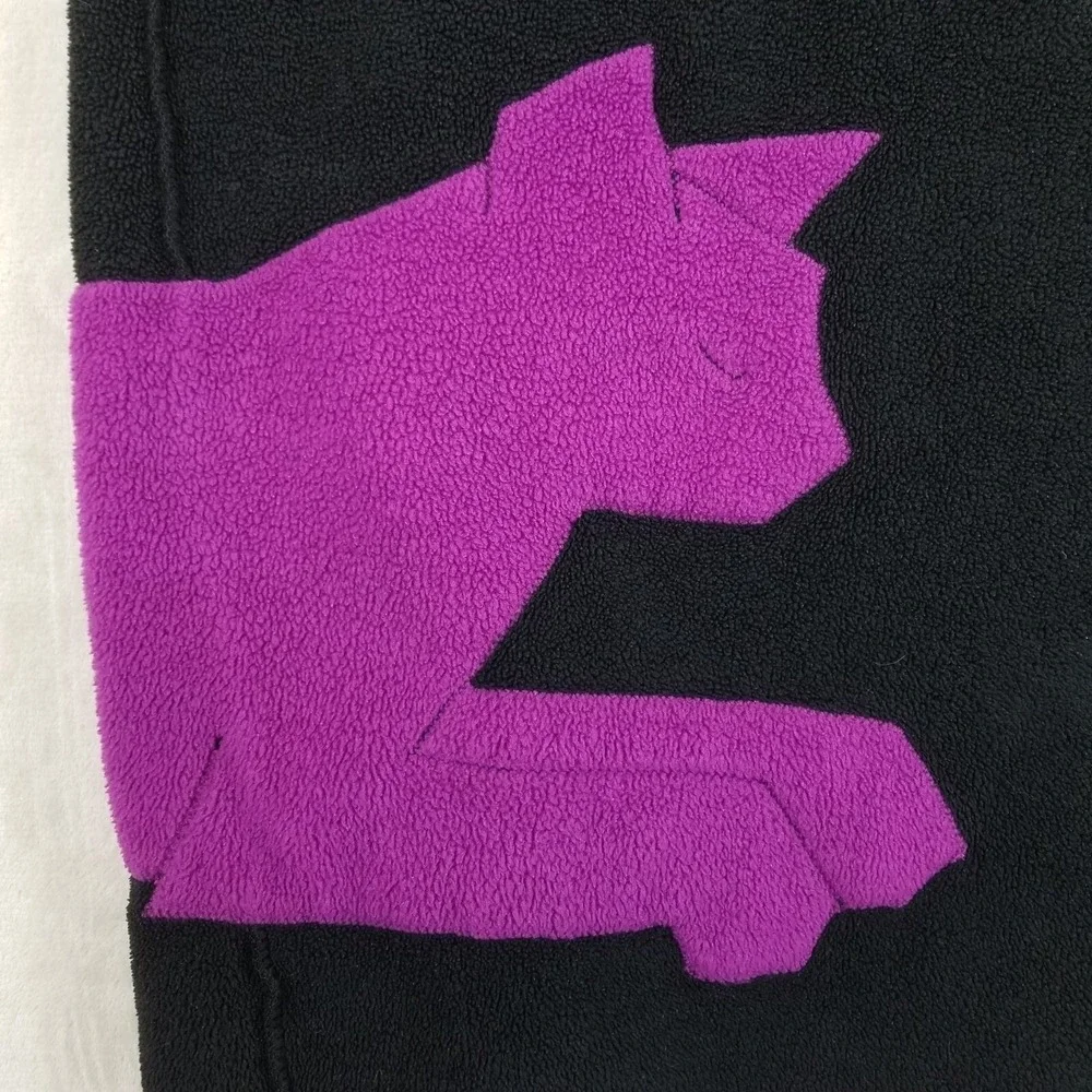 Vtg‎ Maralyce Ferree Jacket Women Black Fleece Cats Scarf Fiber Art Eclectic USA